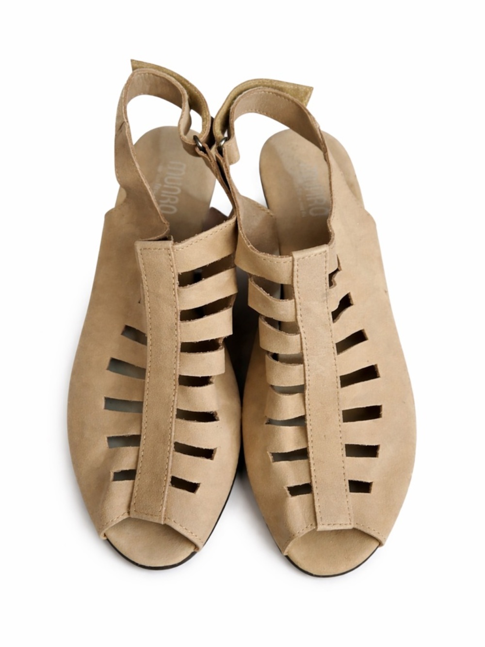 Munro Abby Sandal Taupe Nubuck Cutout Slingback Sandals NWT